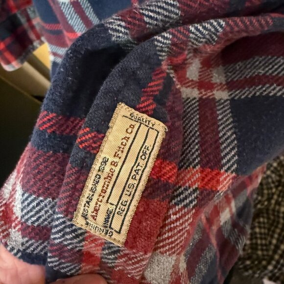Abercrombie & Fitch Red Navy Plaid Flannel Shirt Men’s XL - Picture 2 of 6